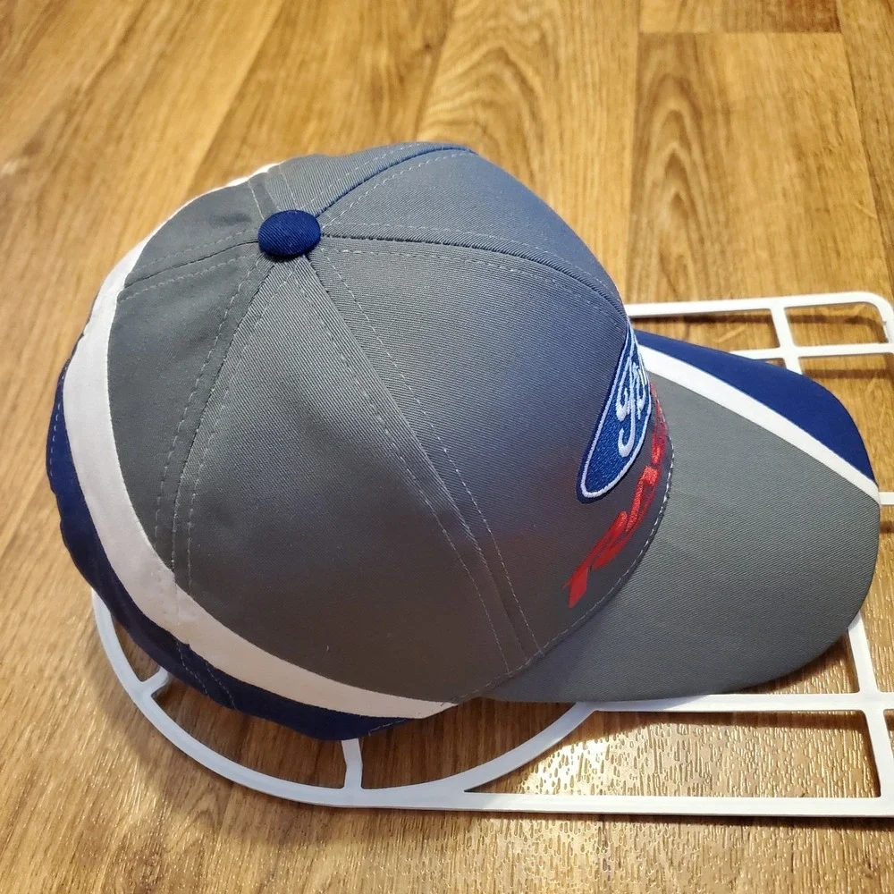 Ford Racing Hat Cap Men‎ Snapback Grey Blue Embroidered Checkered Flag